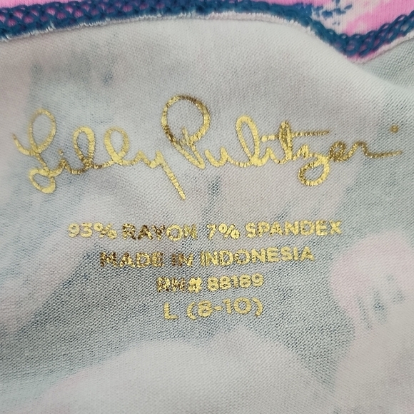 Lilly Pulitzer Girls Knit Dress Size L (8–10) Pink Blue Floral 3/4 Sleeve - Picture 7 of 7